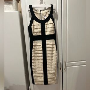 Dress, sleeveless, Cache.  Black and crème